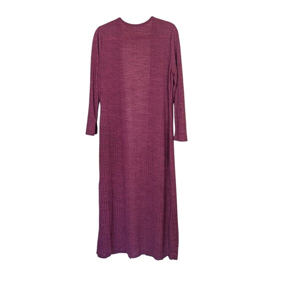 Plus Size XXL Plum Ribbed Knit Long Duster Cardigan Open Front Maxi Sweater - Picture 2 of 6